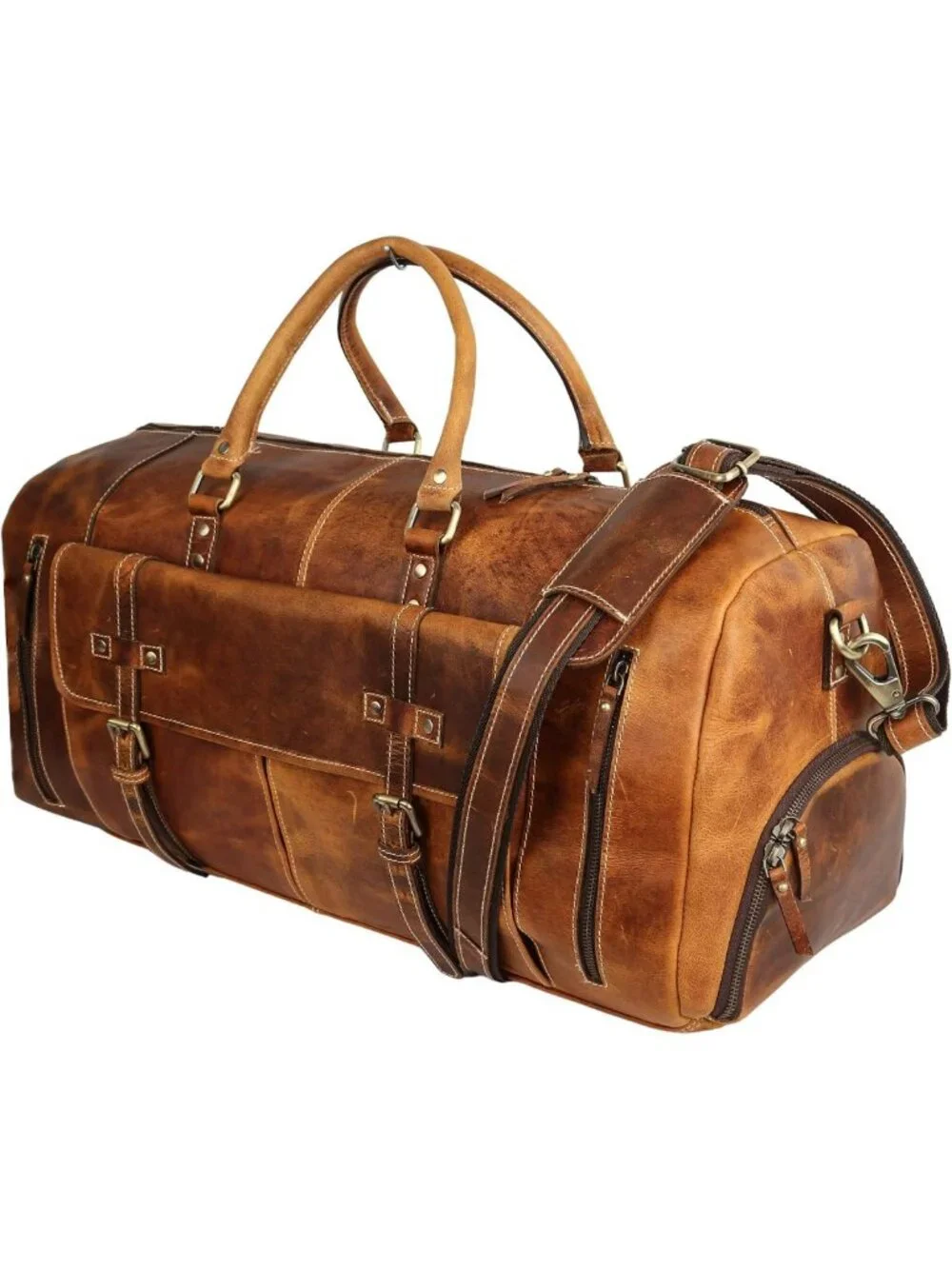 Stylish Leather Duffle Bag for Travel, Gym & Sports - Unisex Holdall Tote